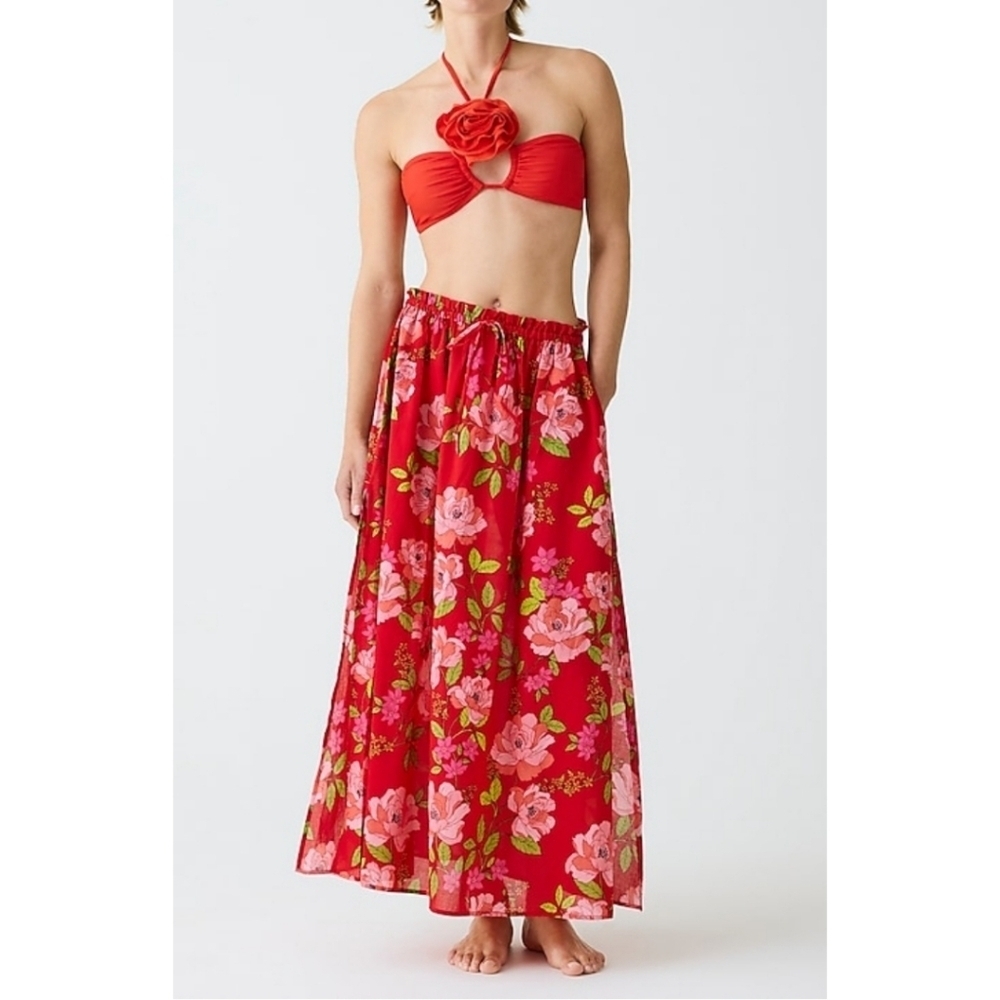 J.Crew Cotton voile maxi skirt in peony vines